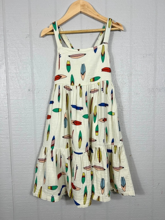 Other - Girls' Cream Feather-Print Tiered Sundress